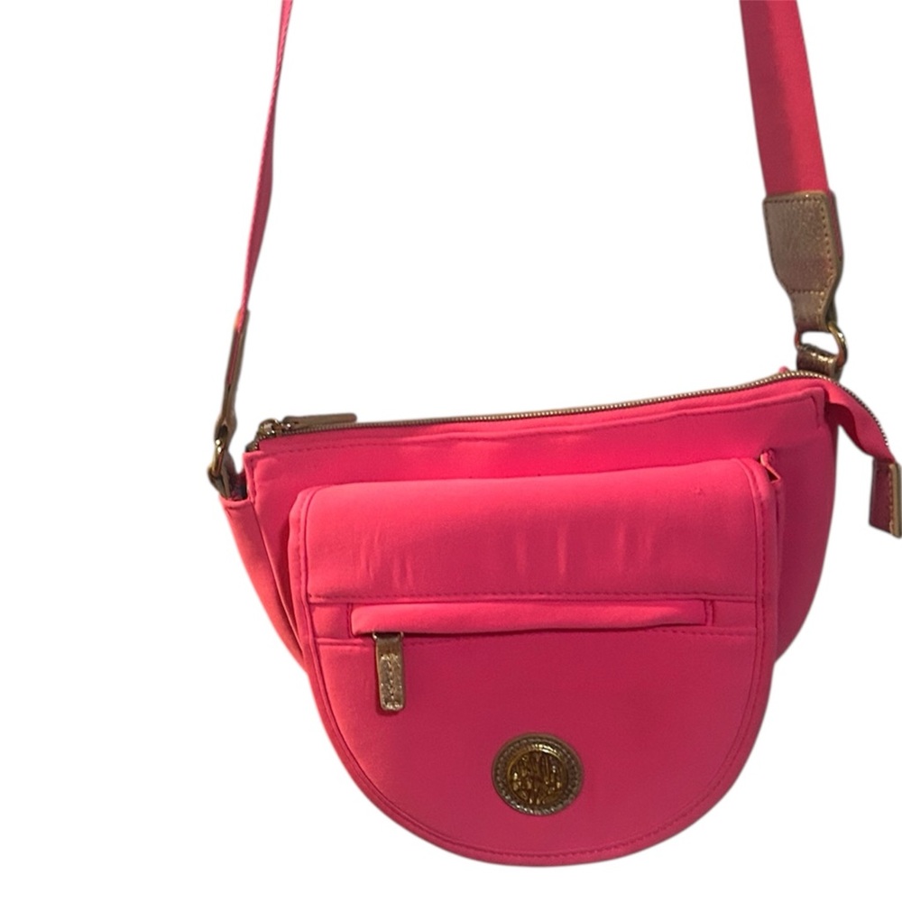 Lilly Pulitzer neoprene, Barbie pink Crossbody Giovanna bag purse 10.5 x 8“flaws - Picture 2 of 16